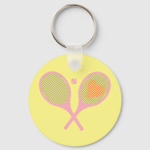Pastel Heart Tennis Player Racquets Ball Design Sleutelhanger