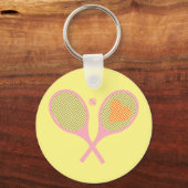 Pastel Heart Tennis Player Racquets Ball Design Sleutelhanger (Voorkant)