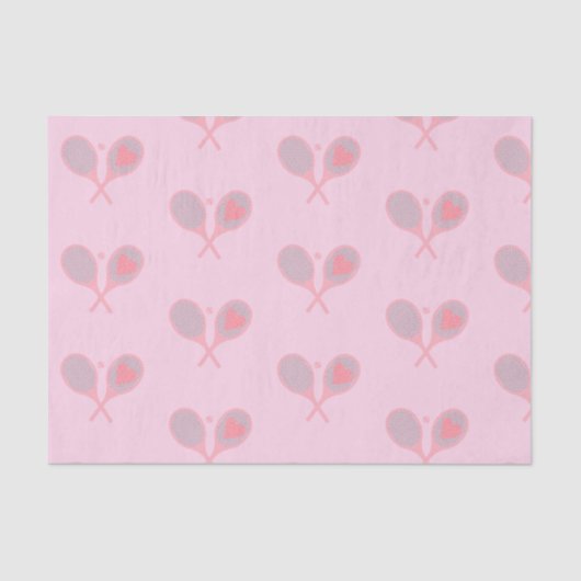 Pastel Heart Tennis Player Racquets Ball Design Tissuepapier (Voorkant)