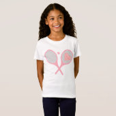 Pastel Heart Tennis Player Racquets Ball Girl T-shirt (Voorkant volledig)