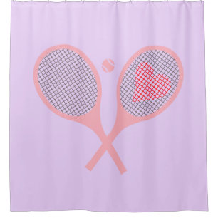Pastel Heart Tennis Player Racquets Ball Lila Douchegordijn