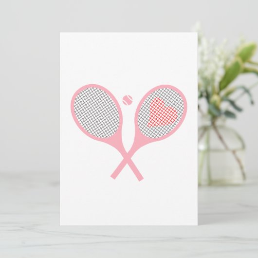 Pastel Heart Tennis Racquets en kogelvormig ontwer Kaart (Staand voorkant)