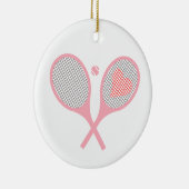 Pastel Heart Tennis Racquets en kogelvormig ontwer Keramisch Ornament (Rechts)