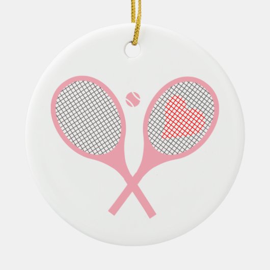 Pastel Heart Tennis Racquets en kogelvormig ontwer Keramisch Ornament (Voorkant)