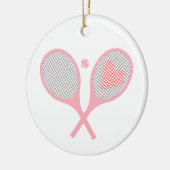 Pastel Heart Tennis Racquets en kogelvormig ontwer Keramisch Ornament (Links)