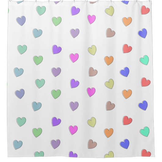 Pastel Heart-vormpatroon Douchegordijn (Voorkant)