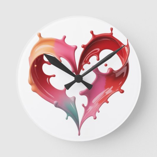 Pastel Heart Wall Clock Ronde Klok (Voorkant)