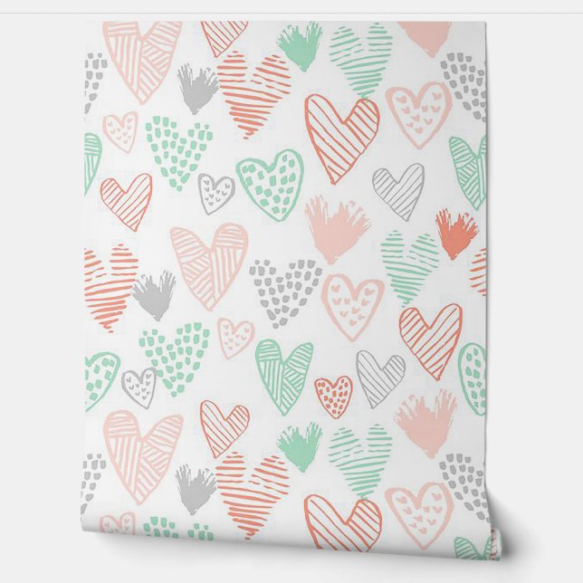Pastel Hearts Behang (Afrollen)