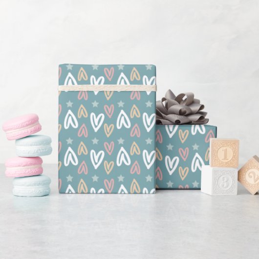 Pastel Hearts Cadeaupapier (Baby Shower)