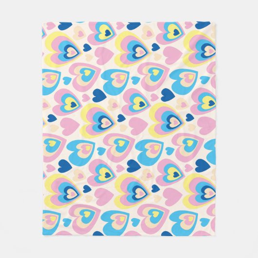 Pastel Hearts. Fleece Deken (Voorkant)