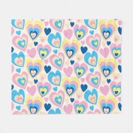 Pastel Hearts. Fleece Deken