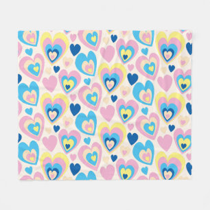 Pastel Hearts. Fleece Deken