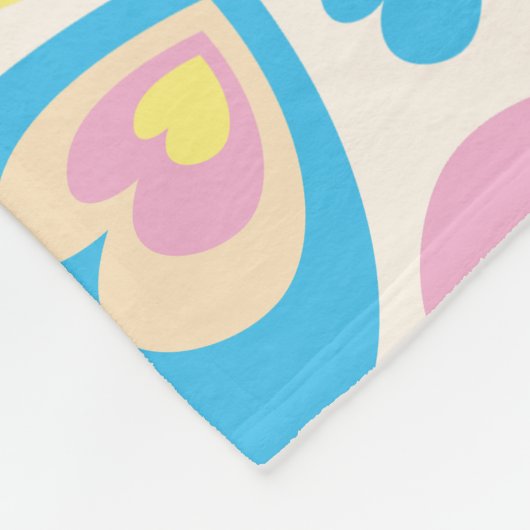 Pastel Hearts. Fleece Deken (Hoek)