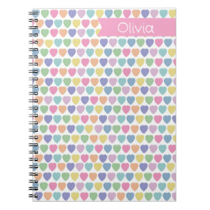 Pastel Hearts Monogramed Valentijn Notitieboek