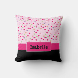 Pastel Hearts op Pink Girls gepersonaliseerd Kussen