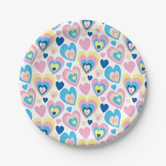 Pastel Hearts. Papieren Bordje (Voorkant)