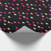 Pastel Hearts Patroon op zwart Cadeaupapier (Hoek)