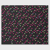 Pastel Hearts Patroon op zwart Cadeaupapier (Vlak)