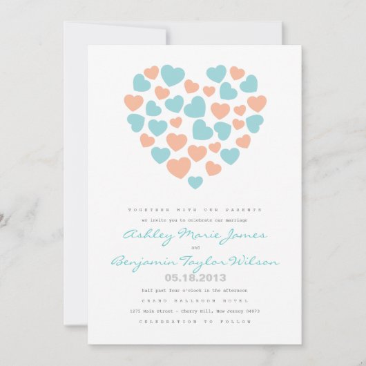 Pastel Hearts Pattern Weddenschap Kaart (Voorkant)