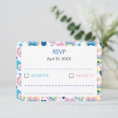 Pastel Hearts. RSVP Kaartje (Staand voorkant)