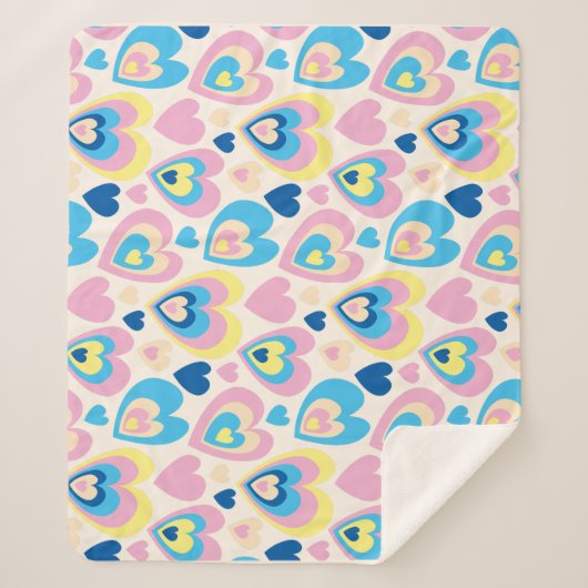 Pastel Hearts. Sherpa Deken (Voorkant)