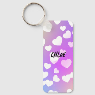 Pastel Hearts Sleutelhanger gepersonaliseerd.