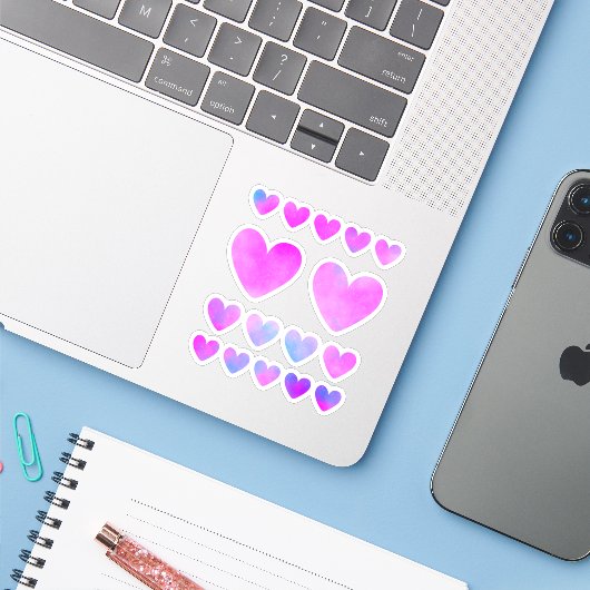 Pastel Hearts Sticker Pack (Laptop met iPhone)
