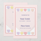 Pastel Hearts-uitnodiging Kaart (Voorkant / Achterkant)