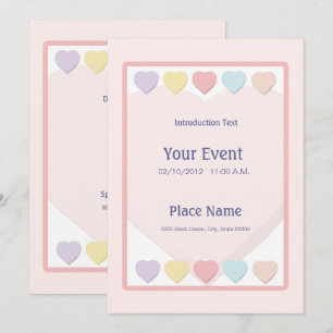 Pastel Hearts-uitnodiging Kaart