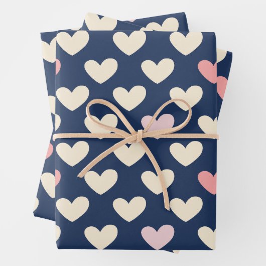 Pastel Hearts voor Navy Inpakpapier Vel (In situ)