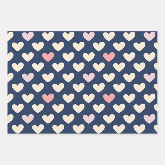 Pastel Hearts voor Navy Inpakpapier Vel (Voorkant)