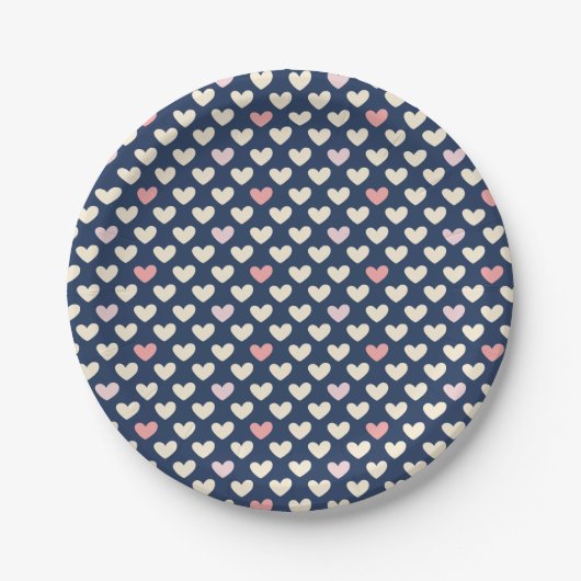 Pastel Hearts voor Navy Papieren Bordje (Voorkant)