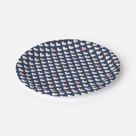 Pastel Hearts voor Navy Papieren Bordje (Gekanteld)