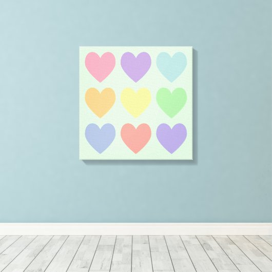 Pastel Hearts Wrapped Canvas (Insitu (Houten vloer))