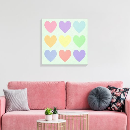 Pastel Hearts Wrapped Canvas (Insitu (Woonkamer))
