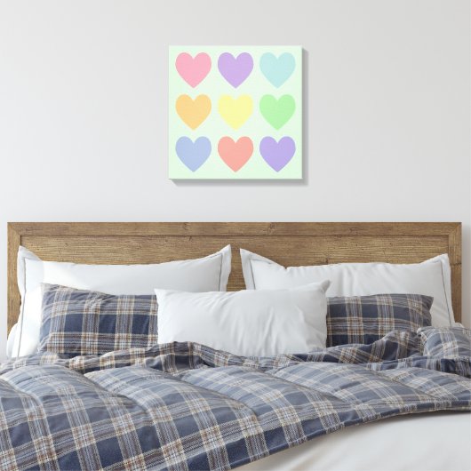 Pastel Hearts Wrapped Canvas (Insitu (Slaapkamer))