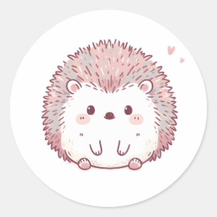 Pastel Hedgehog Design, Schattigee Zachte Kleur Di Ronde Sticker