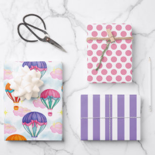 Pastel Heet Luchtballonnen Inpakpapier Set Vel