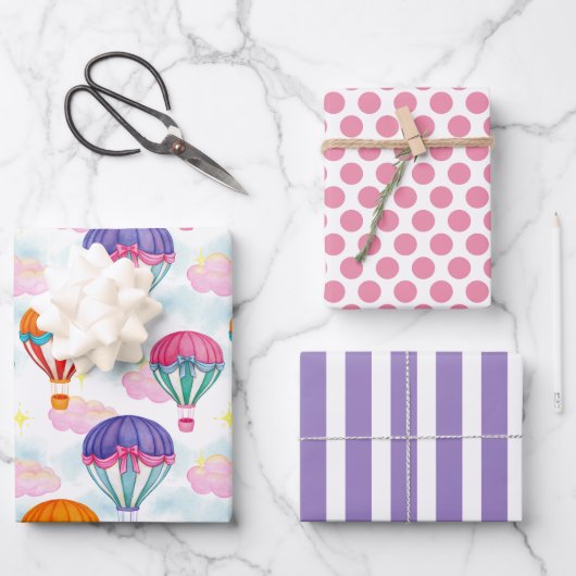 Pastel Heet Luchtballonnen Inpakpapier Set Vel (Voorkant)