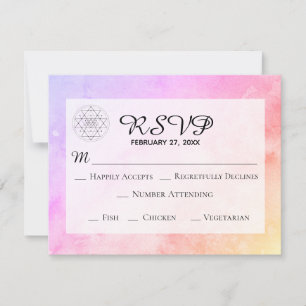 ** Pastel Heilige Geometrie Waterverf bruiloft RSVP Kaartje