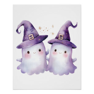 Pastel Heks Geest Duo Schattig Halloween Poster