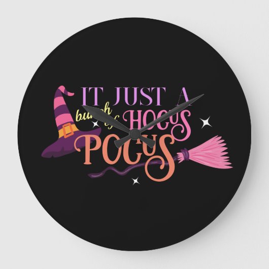 Pastel Heks Hocus Pocus Halloween Pet Broomstick Grote Klok (Voorkant)