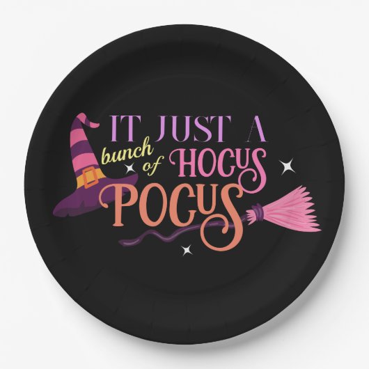 Pastel Heks Hocus Pocus Halloween Pet Broomstick Papieren Bordje (Voorkant)