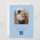 Pastel Hemelblauwe Boog Bruiloft | Foto & QR Code Kaart (Achterkant)