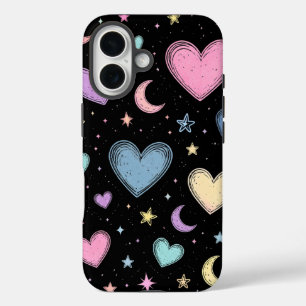 Pastel Hemellich Hartjes & Sterren Schattig Esth iPhone 16 Hoesje