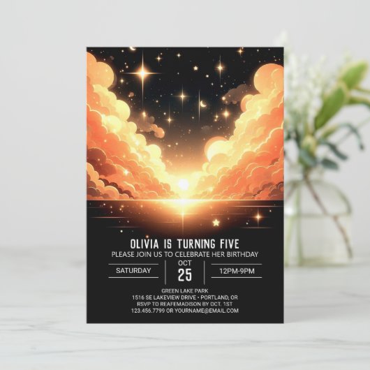 Pastel Hemelse Hemelse Digitale Verjaardag Kaart (Staand voorkant)