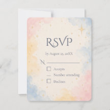 Pastel Hemelwaterverf Sterren Bruiloft RSVP