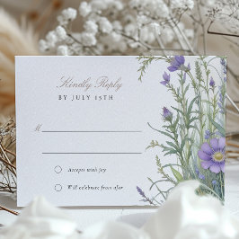 Pastel Herbal Garden Wedding RSVP Card Kaart