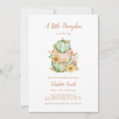 Pastel Herfst Baby shower Waterverf Pompoen Kaart (Voorkant)