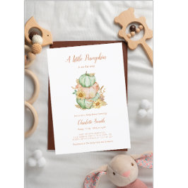 Pastel Herfst Baby shower Waterverf Pompoen Kaart